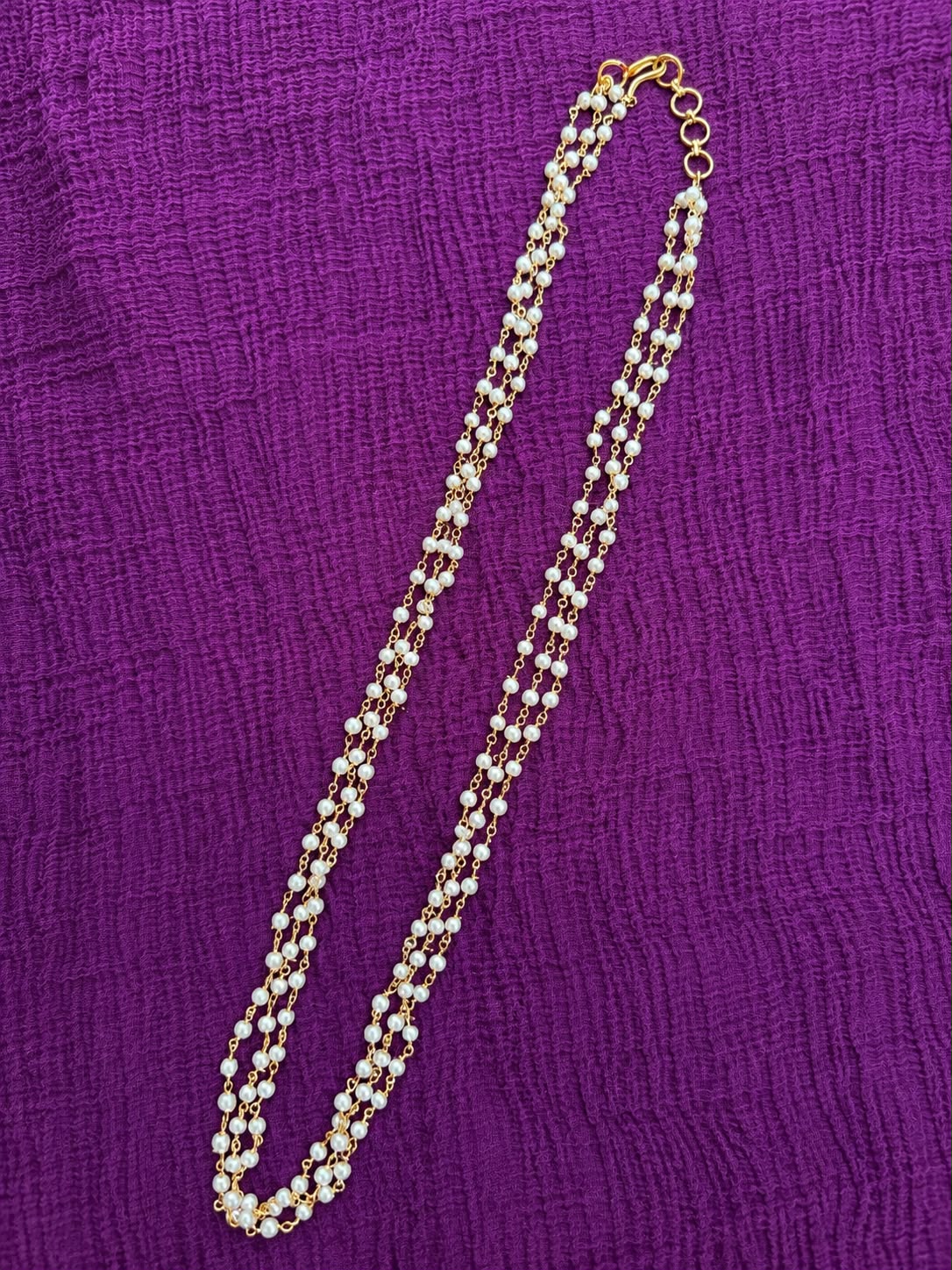 Three layer creamy white pearls